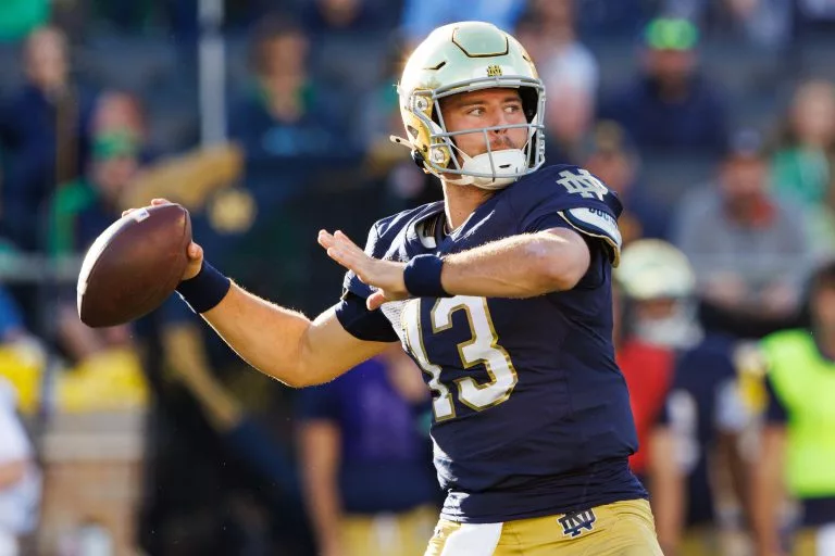CJ Carr looks to lead the Irish over the Trojans