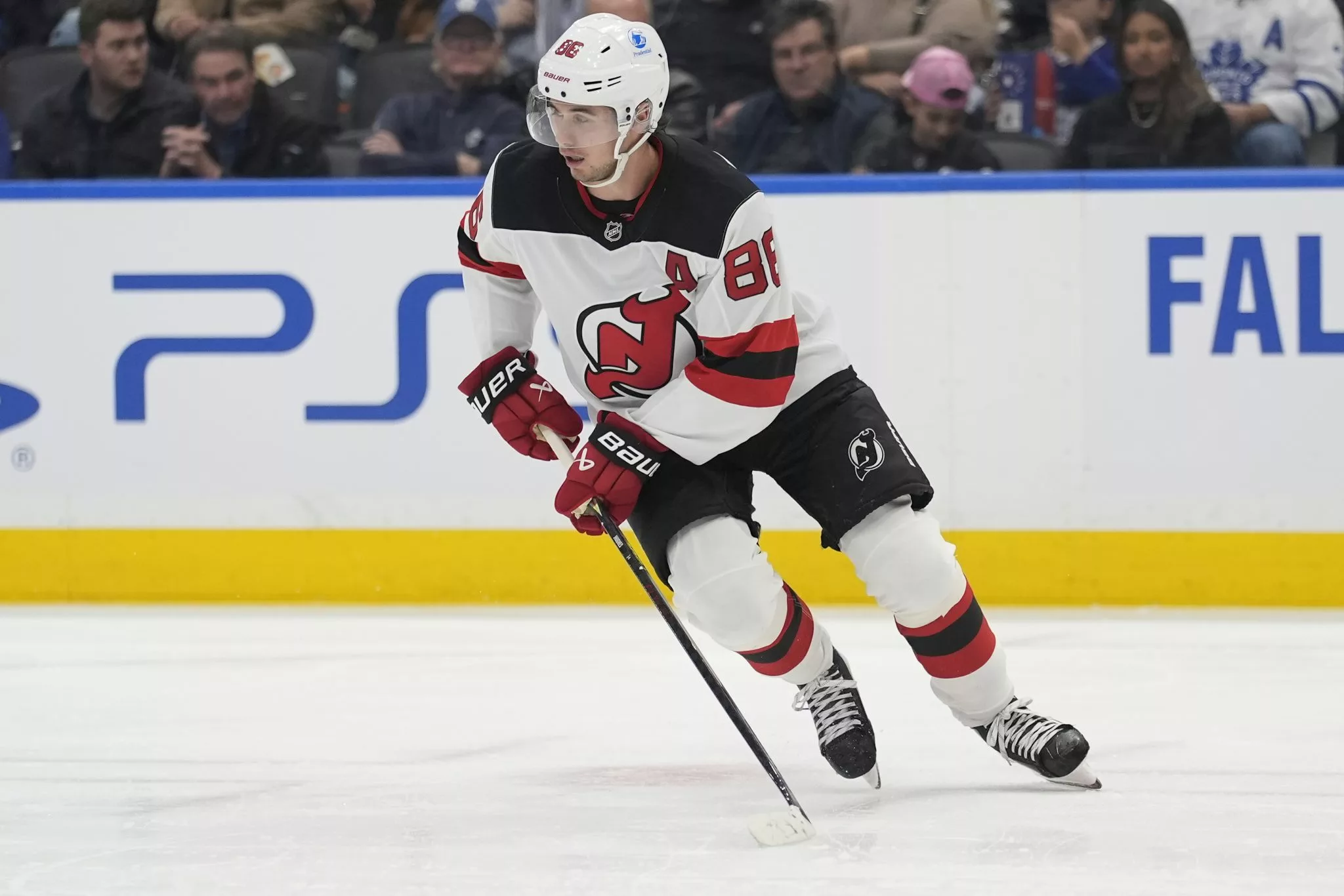 Jack Hughes looks to lead the Devils over the Sharks